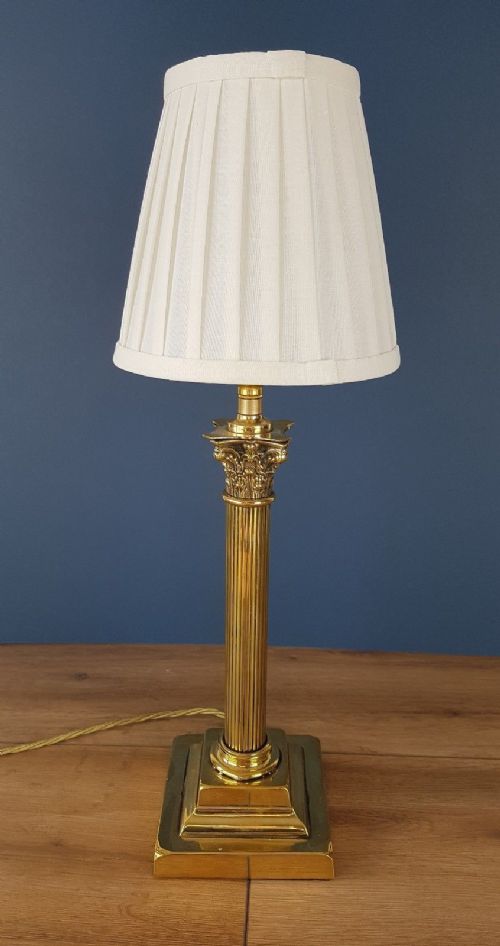 fig 5. Elegant Brass Corinthian Column Table Lamp with Twisted Pleat Shade