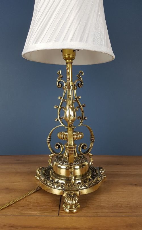 fig 4. Ornate Brass Table Lamp with Twisted Pleat Shade; Registration Marked