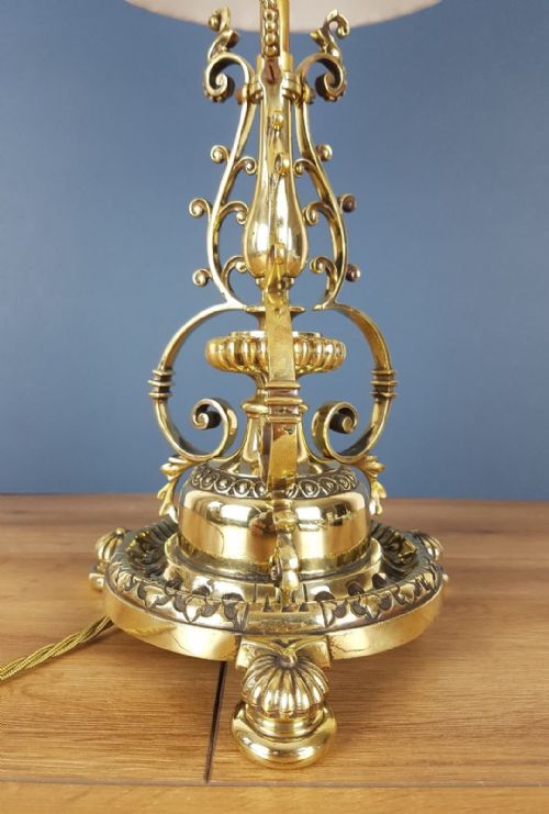 fig 5. Ornate Brass Table Lamp with Twisted Pleat Shade; Registration Marked