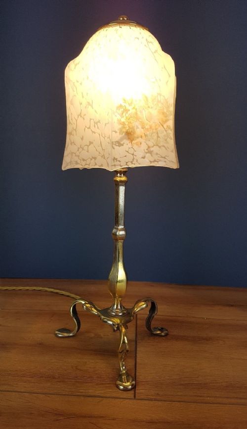 fig 1. Distressed Silver Plated Brass Pullman Table Lamp with Distressed Ceramic Shade