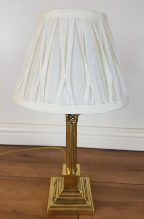 fig 4. Small Corinthian Column Brass Table Lamp with Pleat Shade