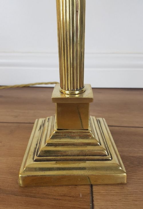 fig 6. Small Corinthian Column Brass Table Lamp with Pleat Shade