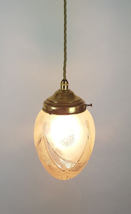 fig 3. c1920 Etched Cut Crystal Pineapple Ceiling Light
