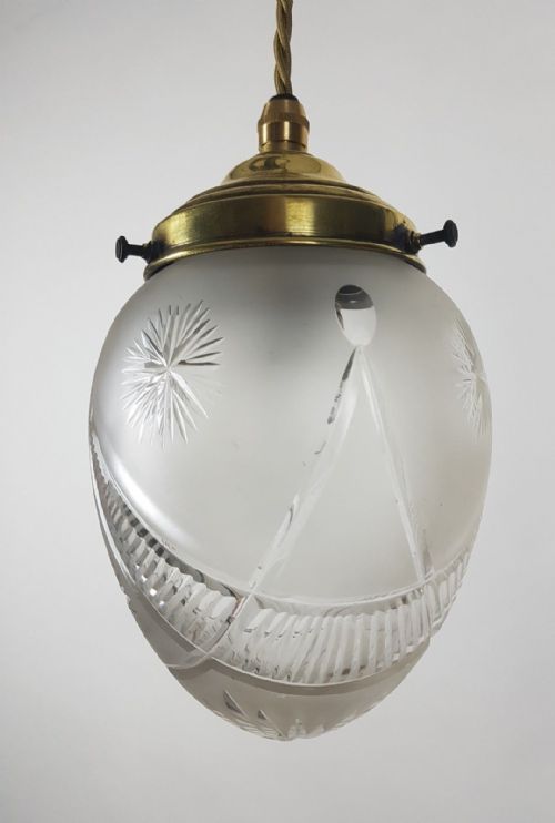 fig 4. c1920 Etched Cut Crystal Pineapple Ceiling Light