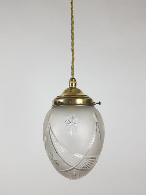 fig 5. c1920 Etched Cut Crystal Pineapple Ceiling Light