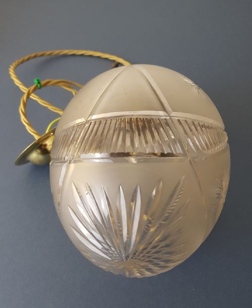 fig 8. c1920 Etched Cut Crystal Pineapple Ceiling Light