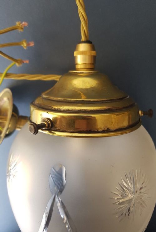 fig 9. c1920 Etched Cut Crystal Pineapple Ceiling Light