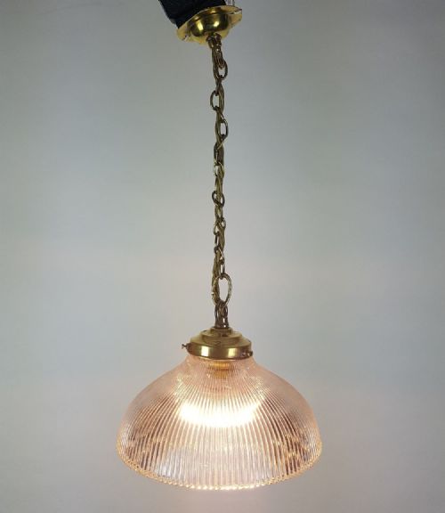 C1910 Flat Holophane Ceiling Light; Fully Rewired.