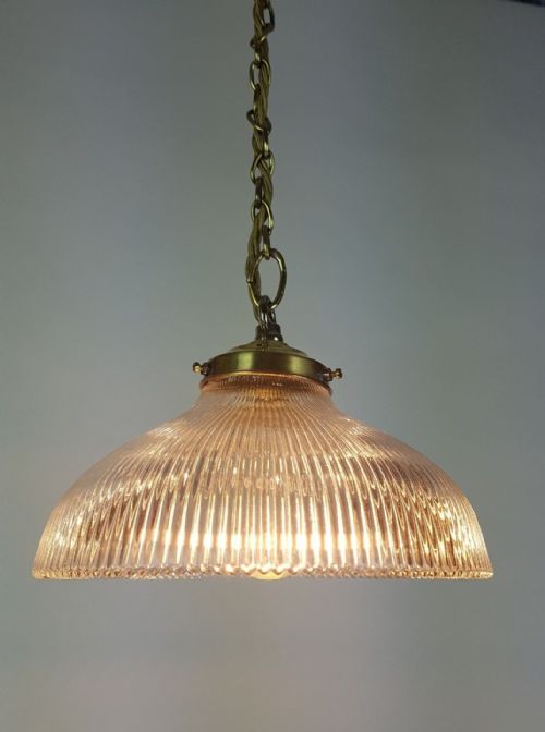 fig 1. c1910 Flat Holophane Ceiling Light; Fully Rewired.