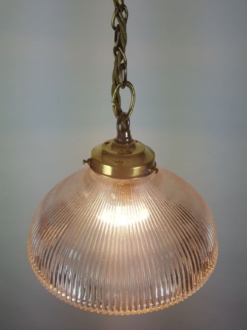 fig 3. c1910 Flat Holophane Ceiling Light; Fully Rewired.