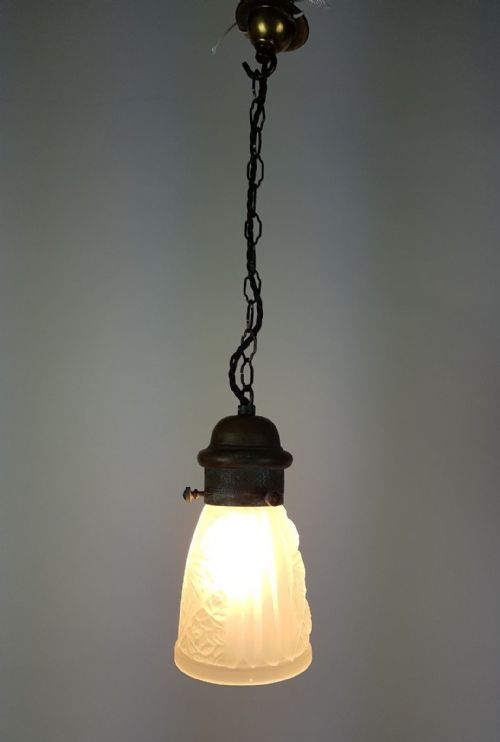 fig 4. Set of 3 Gothic French Ceiling Lights with Original Distressed Galleries