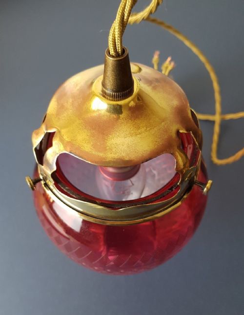 fig 4. Etched Cranberry Glass Ceiling Light