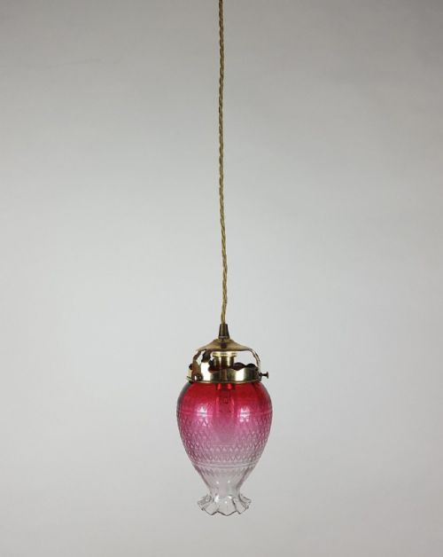 fig 8. Etched Cranberry Glass Ceiling Light