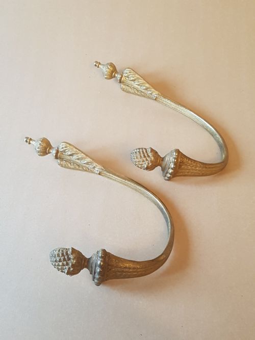 Pair of French Gilded Brass Curtain Tie Backs; C1900