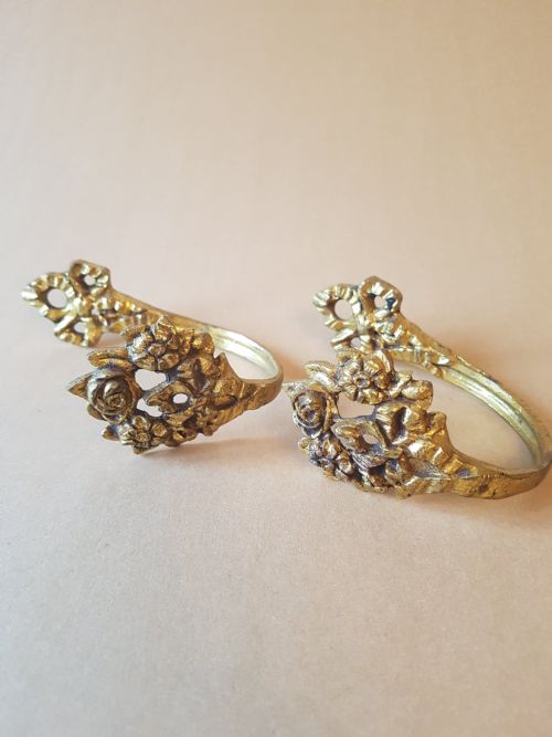 Pair of Small French Gilded Brass Curtain Tie Backs; C1900