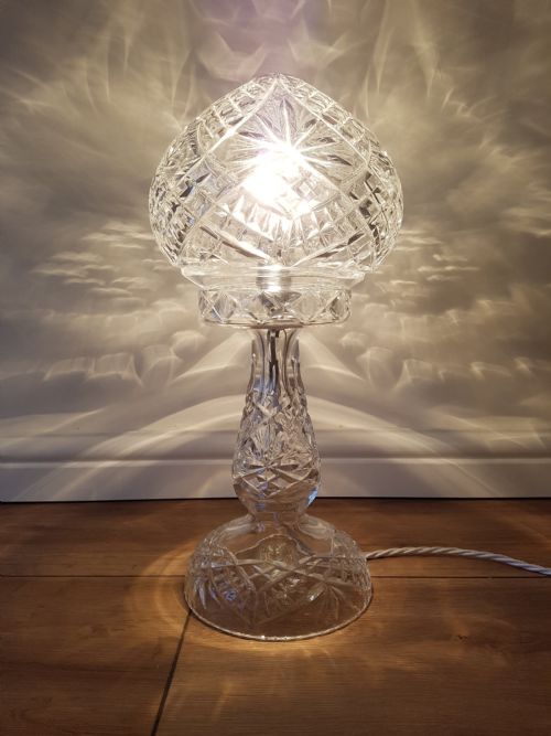 1920'S Cut Crystal Mushroom Table Lamp; Pat Tested