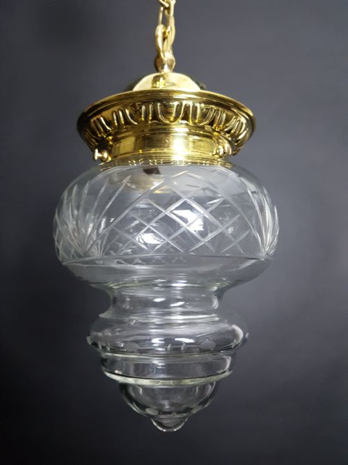 (No 3 of 4) Cut Glass Ceiling Pendant Lights. Fully Rewired