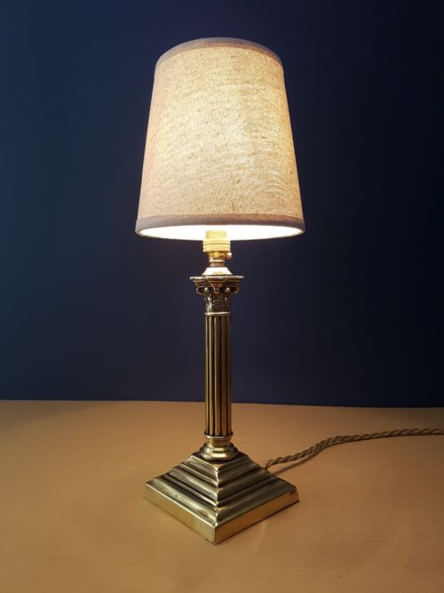 C1910 Small Brass Corinthian Column Table Lamp