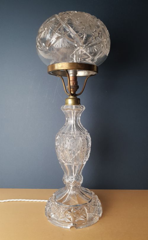 Tall Cut Crystal Tiffany Lamp; Rewired and Pat Tested