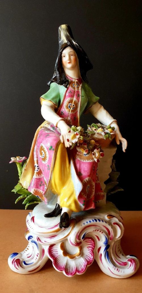 Continental Samson Chelsea Style French Porcelain Figurine Gold Anchor