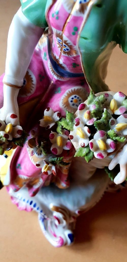 fig 1. Continental Samson Chelsea Style French Porcelain Figurine Gold Anchor