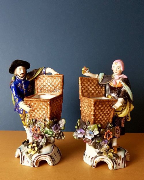 Pair of 19thc Samson Chelsea Style Continental Porcelain Figurines