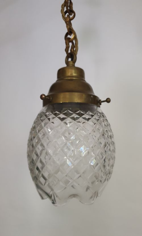 C1920 Quality French Cut Glass Crystal Ceiling Light, Rewired