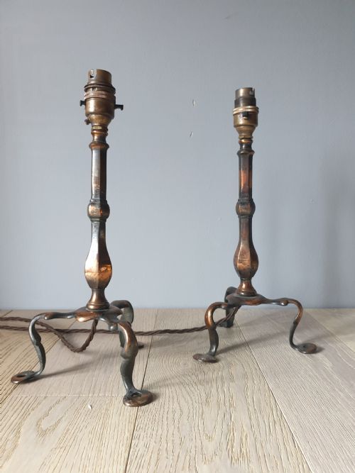 Pair of Bronzed Copper Pullman Table Lamps