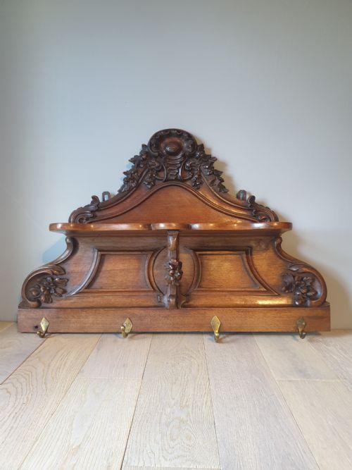 Victorian Mahogany Coat Rack Hook Shelf