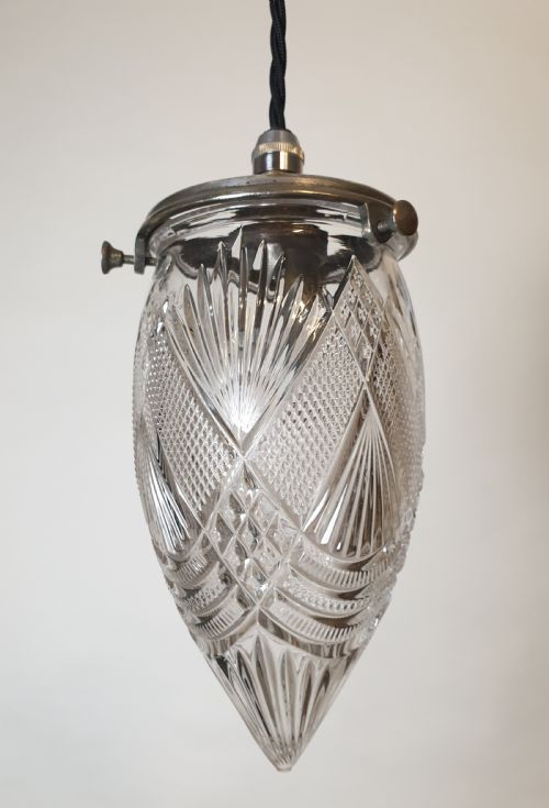 Silver Plated Cut Crystal Pendant Ceiling Light, Rewired