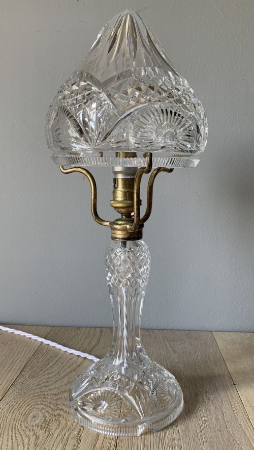 Cut Glass Crystal Mushroom Table Lamp, Rewired and Pat Tested