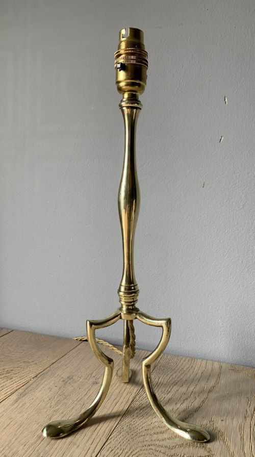 Tall Benson Style Brass Tripod Table Lamp; Rewired and Pat Tested