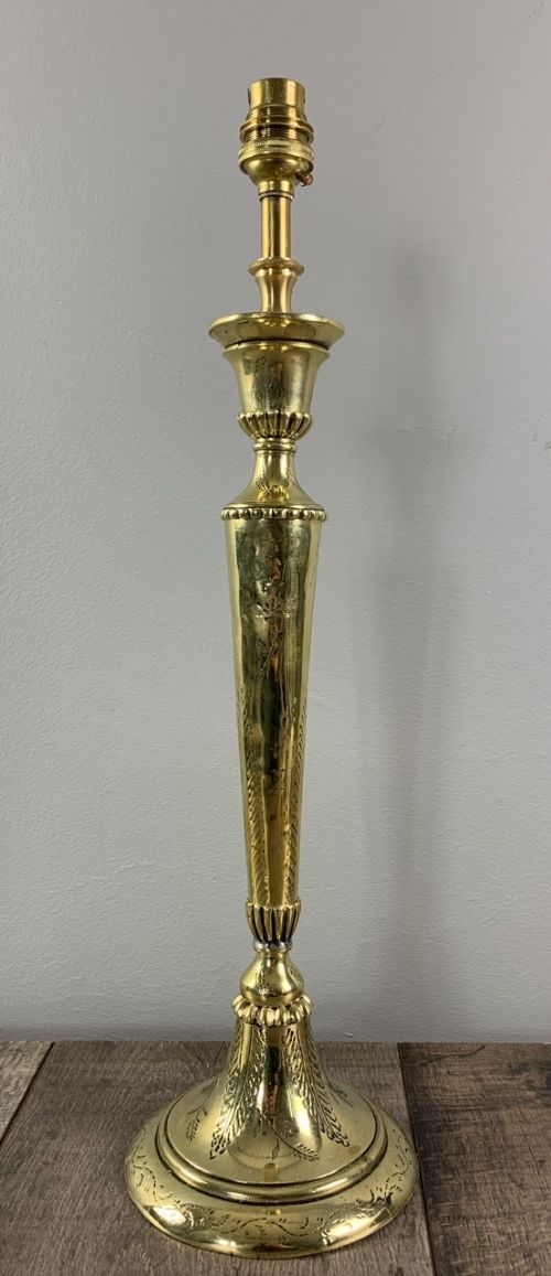 Tall Decorative Converted Candlestick Brass Table Lamp, Rewired and Pat Tested
