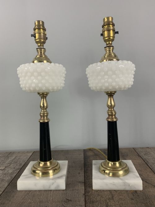 C1910 Pair of Hobnail Boot American Table Lamps, Rewired and Pat Tested