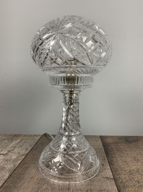 Cut Glass Mushroom Table Lamp, Rewired and Pat Tested