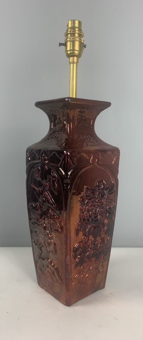 Bretry Floral Vase Table Lamp in Deep Red, Rewired and Pat Tested