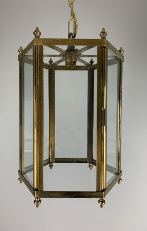 Hexagonal Brass Hall Lantern, Rewired