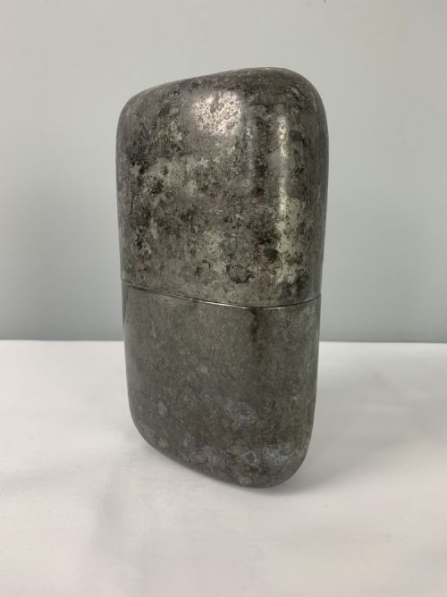 Large Distressed Silver Plated James Dixon Flask