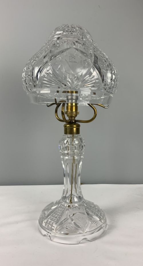 Cut Glass Crystal Mushroom Table Lamp, Rewired and Pat Tested
