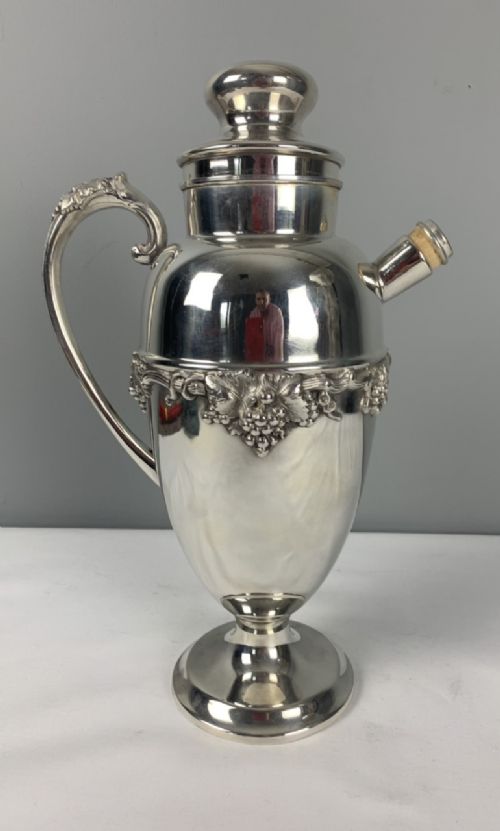 Large Art Deco Silver Plated Cocktail Shaker by Bernard Rice & Sons Inc Apollo USA