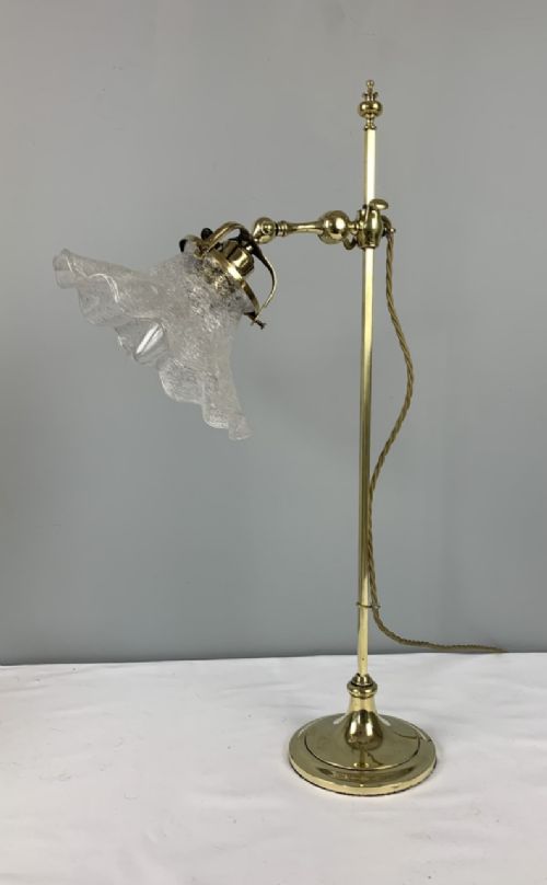 Large Antique Brass Slider Reading Table Lamp