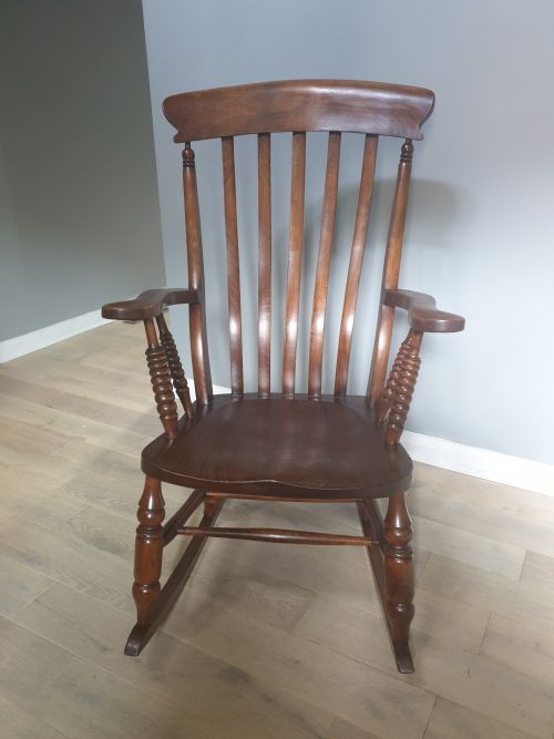 Victorian Bobbin Ash & Elm Splat Back Rocking Chair