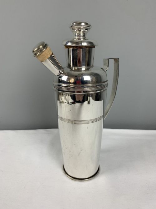 fig 1. Farrow & Jackson Art Deco Silver Plated Cocktail Shaker with Ice Cooler 