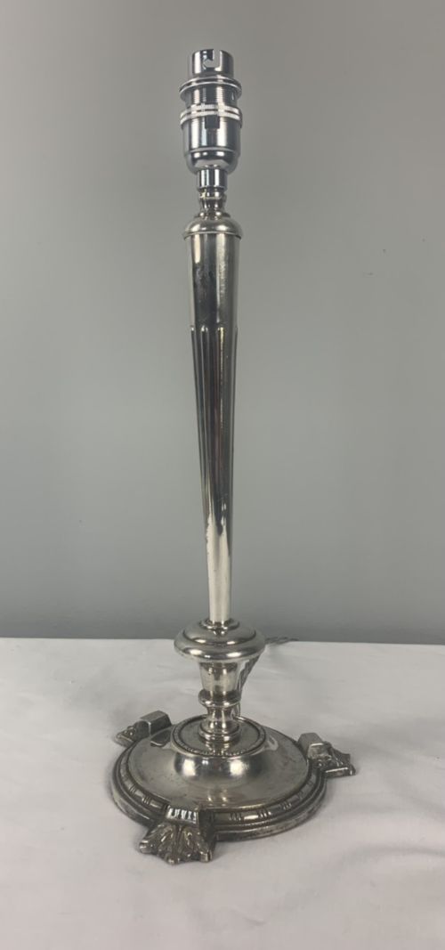 Victorian Silver Plated Fluted Table Lamp, Rewired and Pat Tested