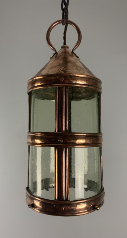 English Arts & Crafts Copper Lantern, Rewired