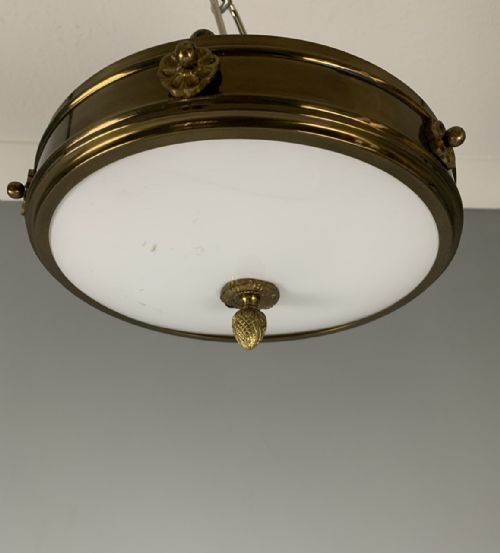 French Art Deco Flush Ceiling Light, Rewired