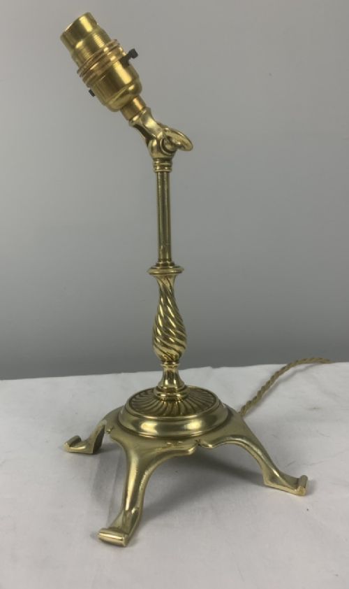 Adjustable Edwardian Brass Table Lamp, Rewired and Pat Tested