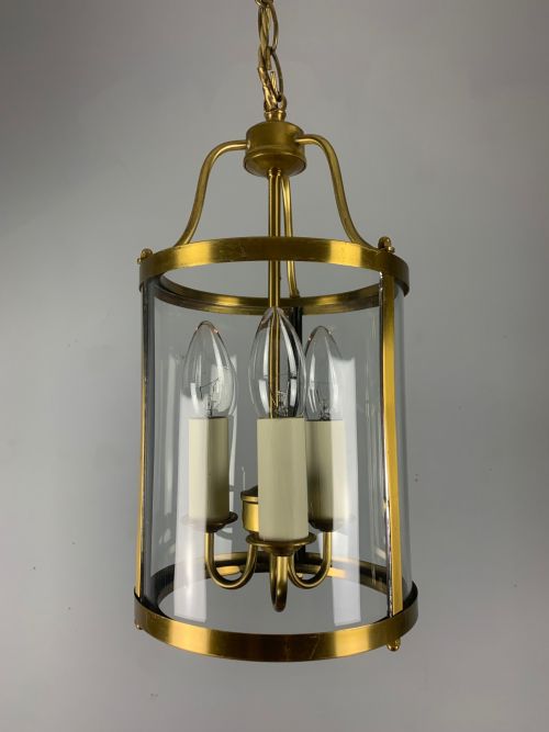 French Gilt Brass Triple Light Lantern, Rewired