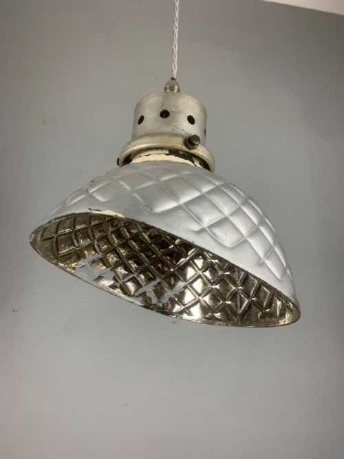 Gecoray 1930s Industrial Mercury Pendant Ceiling Light, Original Shade, Rewired