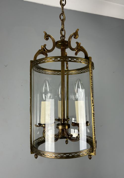 French Gilded Triple Light Antique Lantern